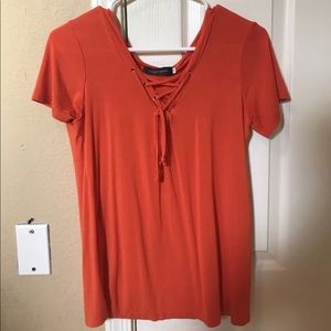 Women’s Medium Lace Up Orange Shirt